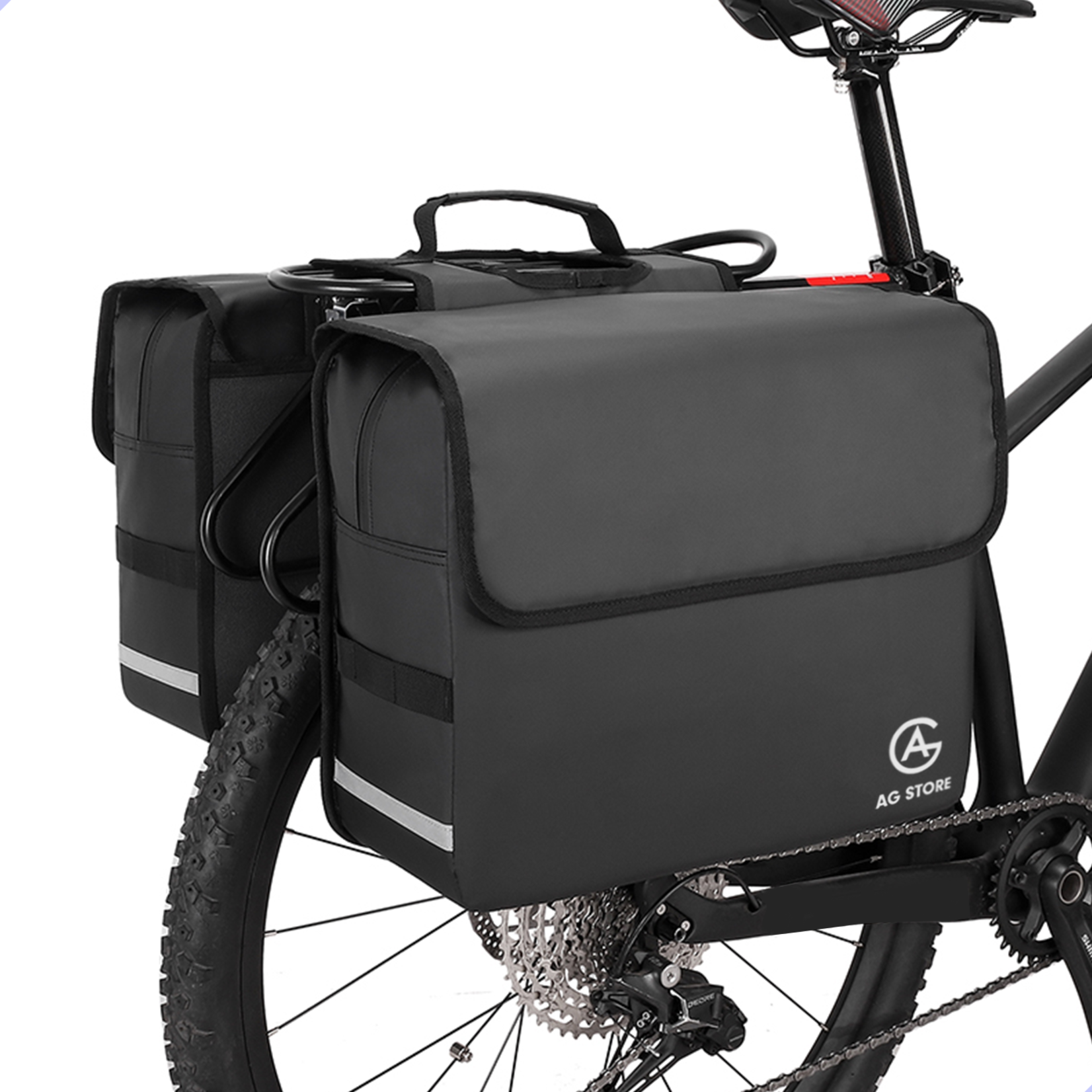 AG AG Fietstas -dubbele fietstas - fietstassen - electrische fietsen - Zwart - dubbel - waterdicht - 50 Liter -volwassenen - elektrische fiets - Reflectoren - 100% polyster