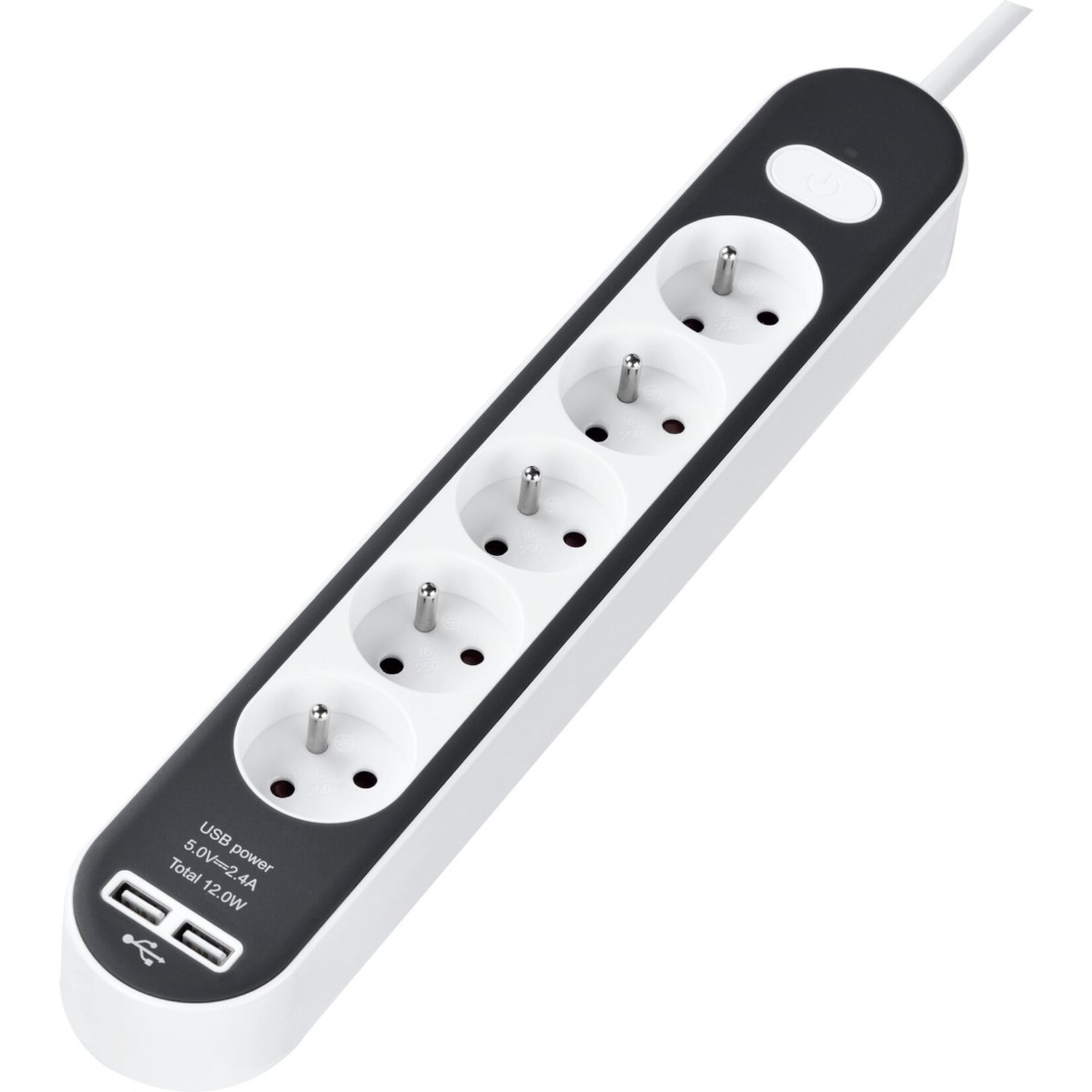 AG AG Stekkerdoos met schakelaar - verdeeldoos - verdeelstekker - horizontaal - 2 x usb ingang - stopcontact -