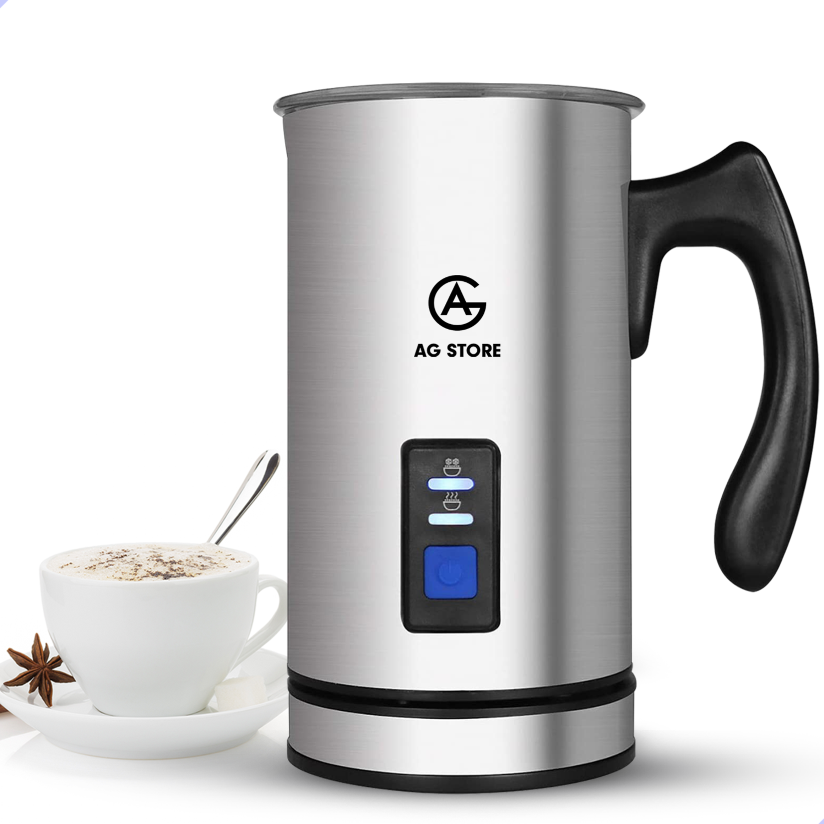 AG AG190 Melkopschuimer - Electrisch - Melkschuimers - Cappuccino – Latte macchiato - Roestvrij staal - Anti aanbaklaag - Temperatuurregeling - 3- in 1 - 250 ml - Makkelijk reinigen