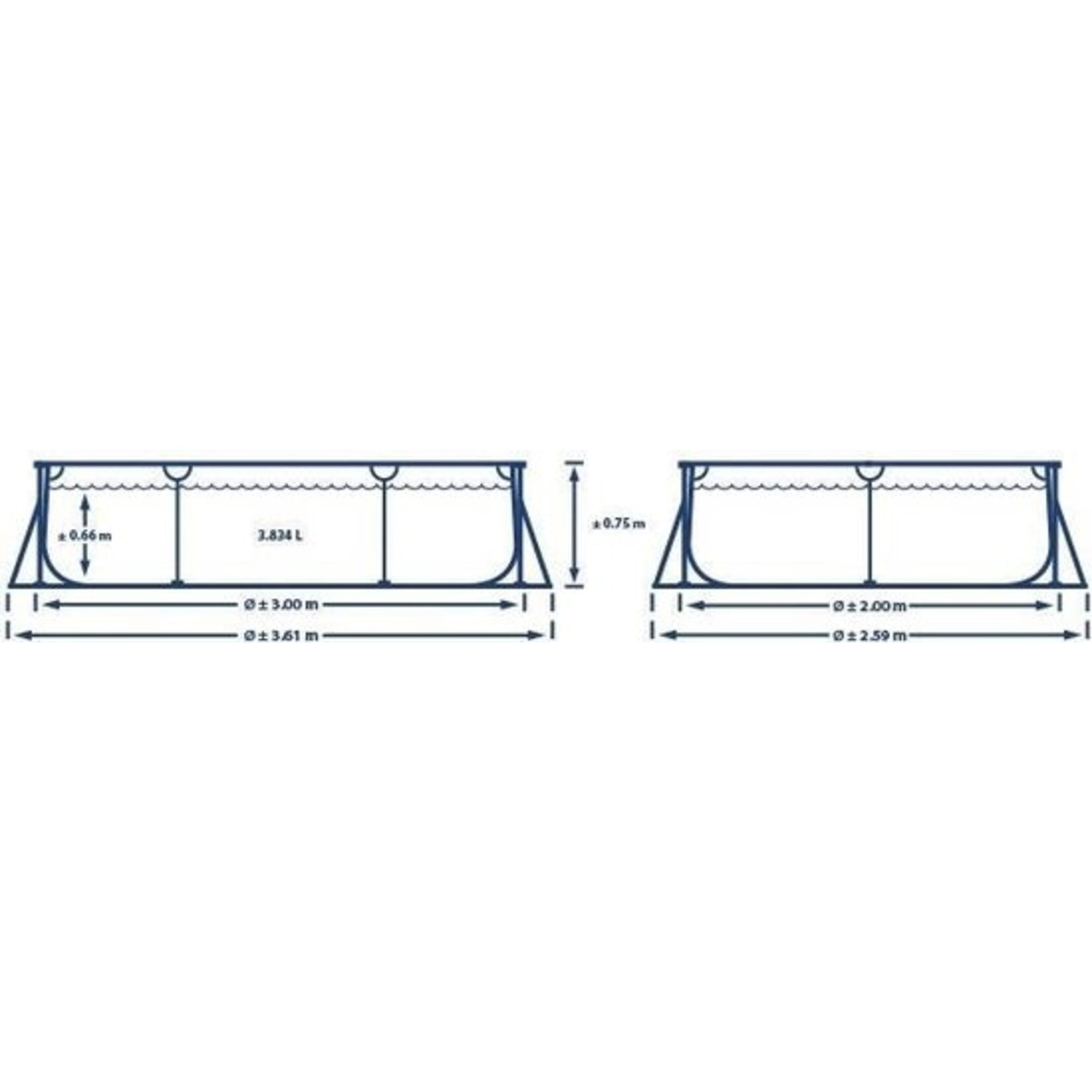 AG Store Zwembad Intex Metal Frame Pool 300x200x75 cm + Intex afdekhoes