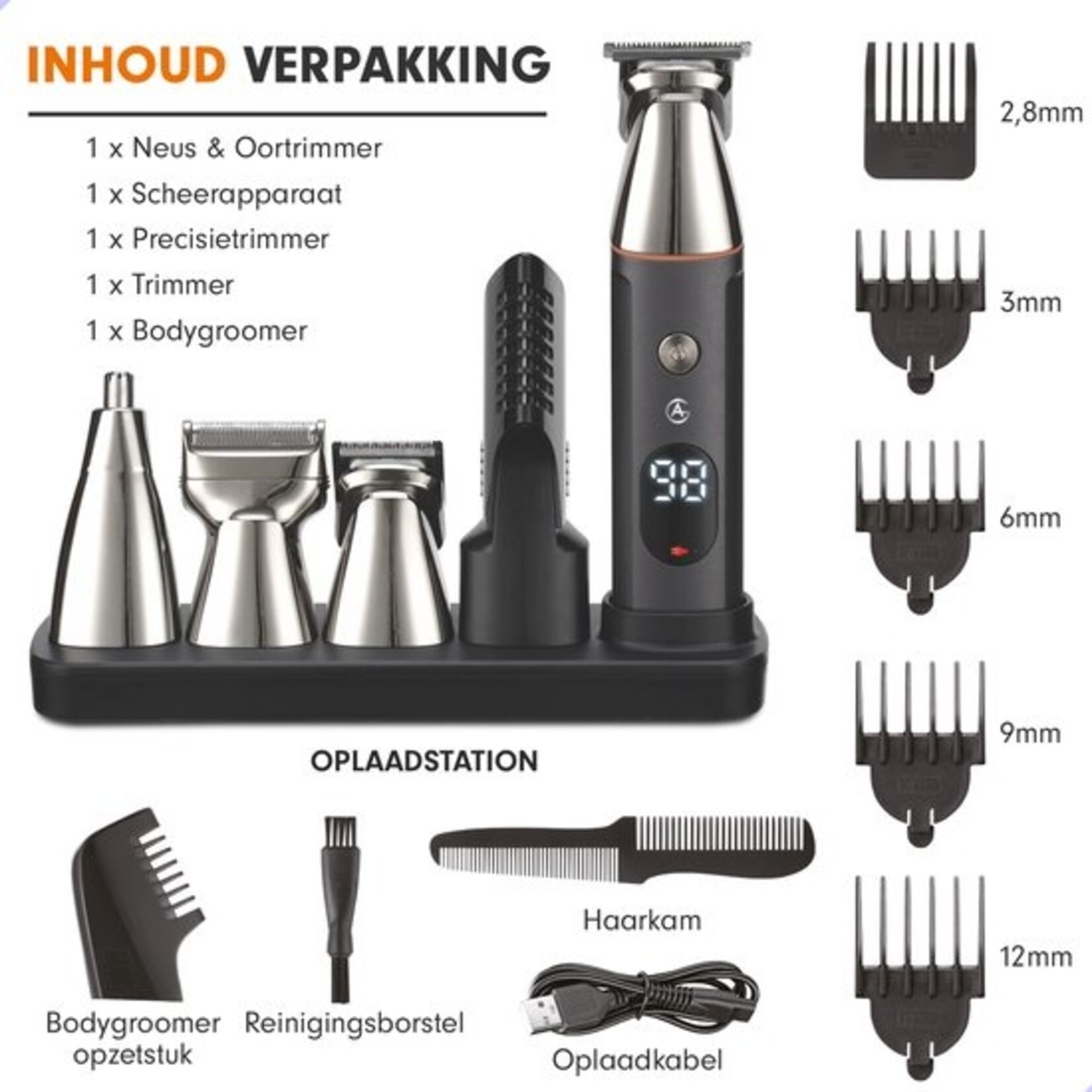 AG AG250 All In One Scheerset - Bodygroomer mannen - Nat en droog - Waterproof- Trimmer - Scheerapparaat - Scheren - Draadloos - Tondeuse - Hair, Body & Face- Baardtrimmer