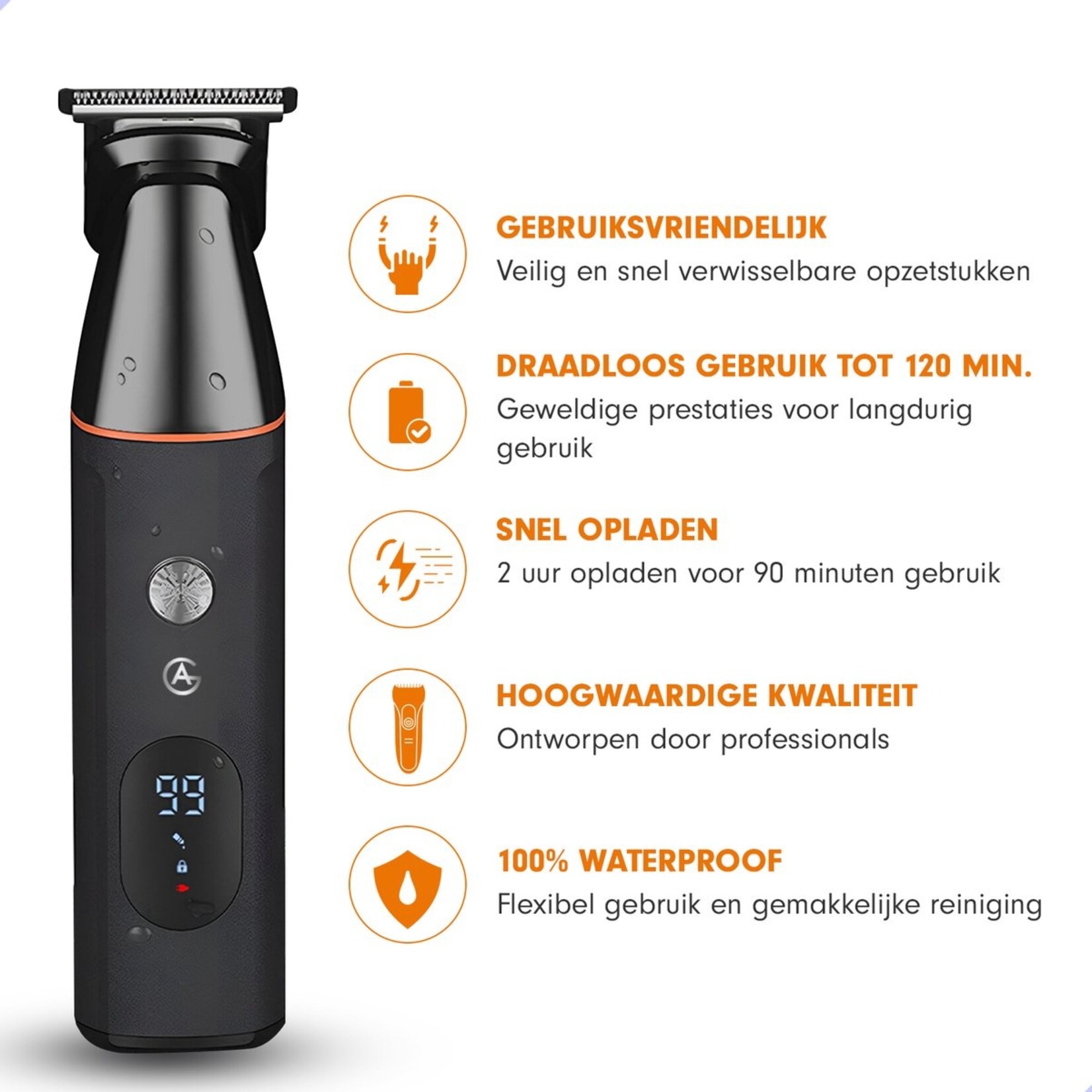 AG AG250 All In One Scheerset - Bodygroomer mannen - Nat en droog - Waterproof- Trimmer - Scheerapparaat - Scheren - Draadloos - Tondeuse - Hair, Body & Face- Baardtrimmer