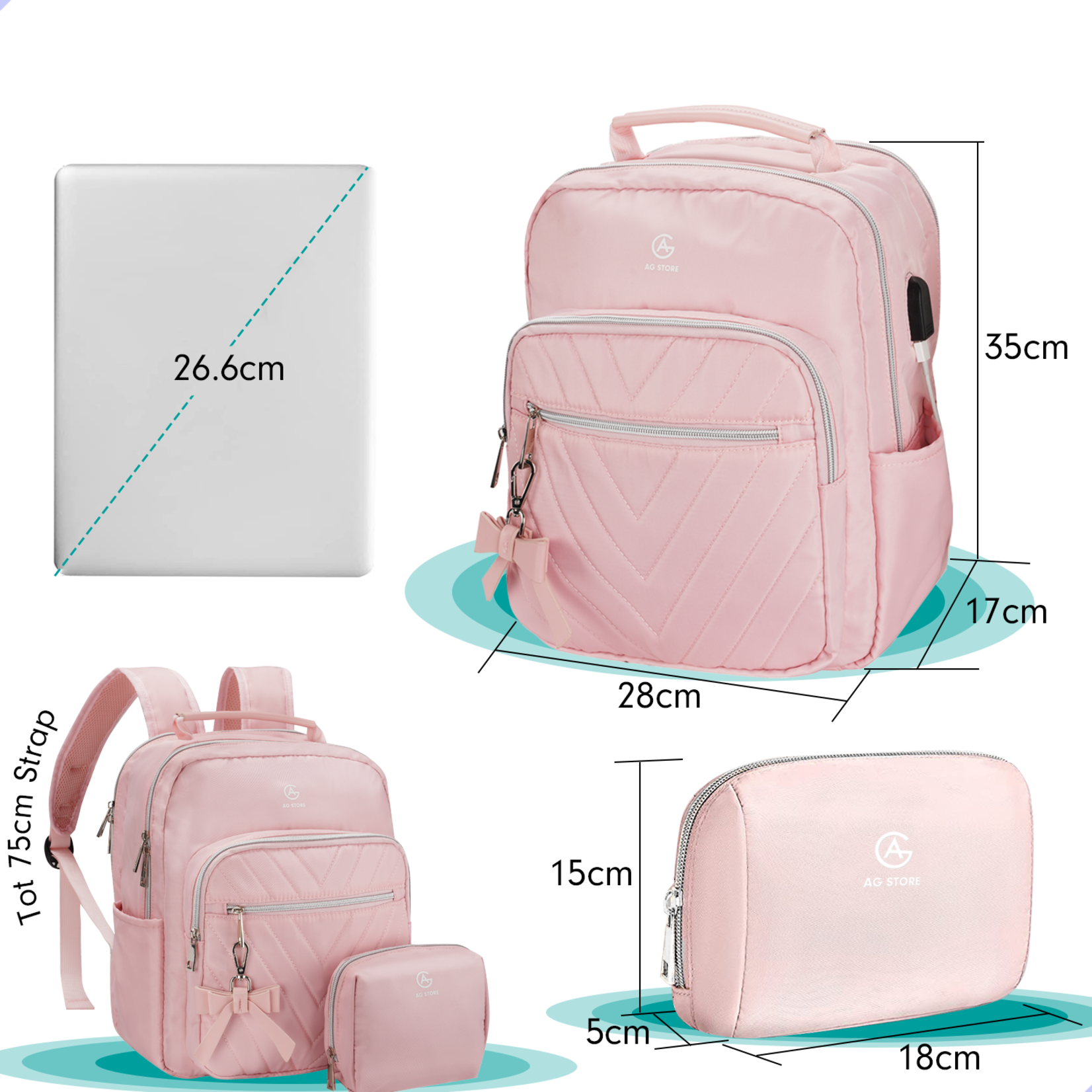 AG AG Laptoptas roze deluxe