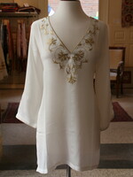 Kahuna Wit met goud Crepe de Chine tuniek