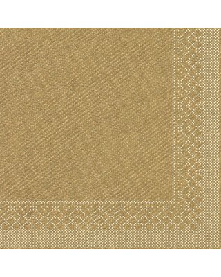 Servet Tissue 3 laags 33x33cm 1/4 vouw Uni Goud