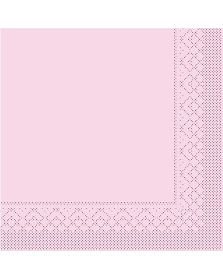 Servet Tissue 3 laags 24x24cm 1/4 vouw Uni Roze