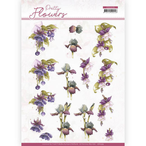 Precious Marieke CD11579 - 10 stuks knipvellen - Precious Marieke - Pretty Flowers - Purple Flowers