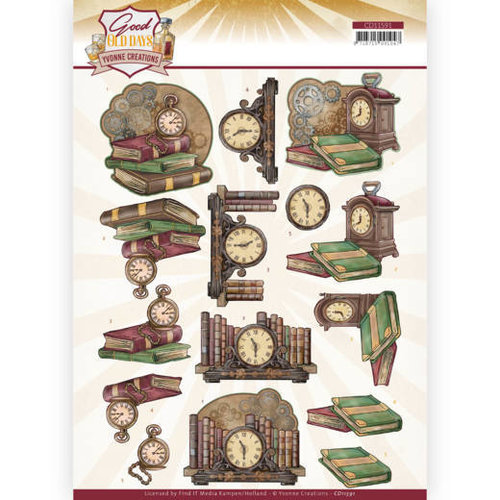 Yvonne Creations CD11591 - 10 stuks knipvellen - Yvonne Creations - Good Old Days - Clock