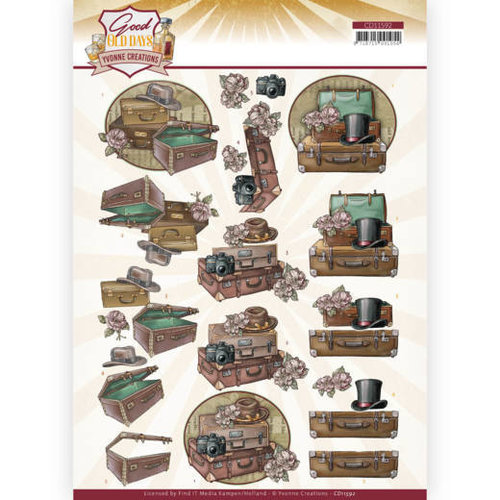 Yvonne Creations CD11592 - 10 stuks knipvellen - Yvonne Creations - Good Old Days - Suitcase