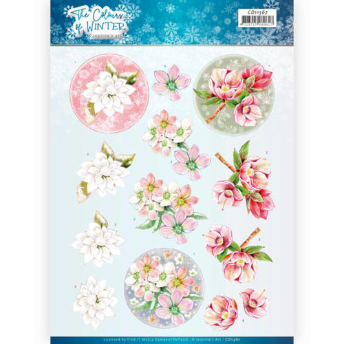 Jeanines Art CD11567 - 10 stuks knipvellen - Jeanines Art- The colours of winter - Red winter flowers