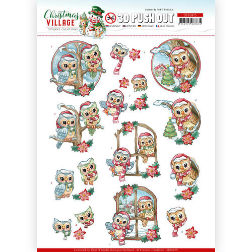 Yvonne Creations SB10475 - Uitdrukvel - Yvonne Creations - Christmas Village - Christmas Owls