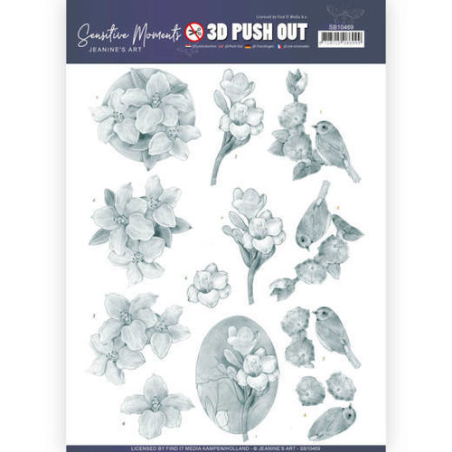 Jeanines Art SB10469 - Uitdrukvel - Jeanines Art- Sensitive Moments - Grey Freesias