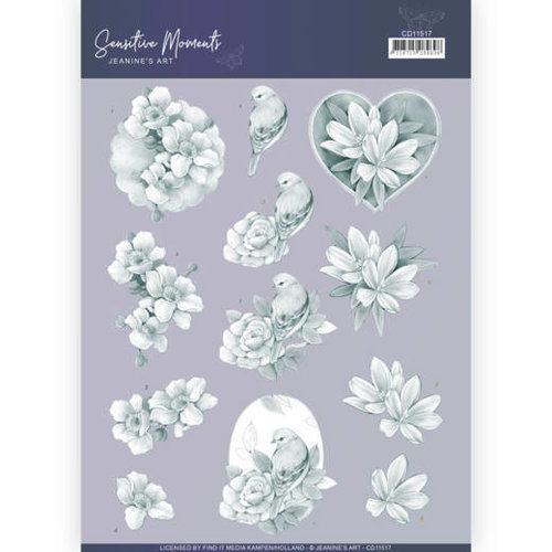 Jeanines Art CD11517 - 10 stuks knipvellen - Jeanines Art- Sensitive Moments - Grey Rose