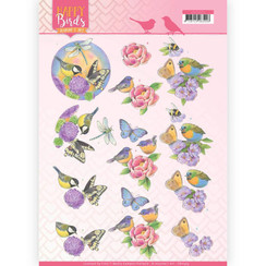 CD11323 - 10 stuks knipvellen - Jeanines Art- Happy Birds - Geurende bloemen