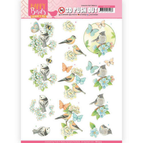 Jeanines Art SB10414 - 3D uitdrukvel - Jeanines Art- Happy Birds - Blauwe dans