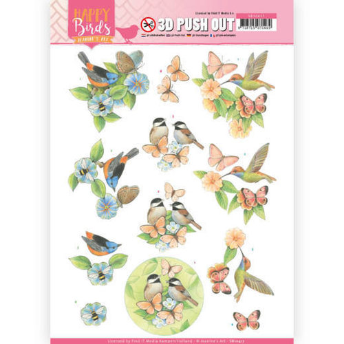 Jeanines Art SB10417 - 3D uitdrukvel - Jeanines Art- Happy Birds - Gevederde vrienden