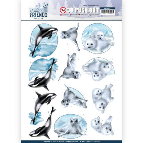 Amy Design SB10409 - 3D Uitdrukvel - Amy Design - Winter Friends - Sparkling Sealife