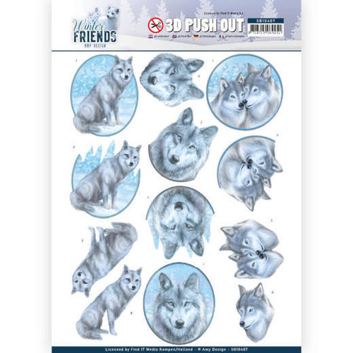 Amy Design SB10407 - 3D Uitdrukvel - Amy Design - Winter Friends - Winter Wolves