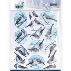 CD11407 - 10 stuks knipvellen - Amy Design - Winter Friends - Sparkling Birds