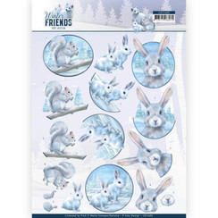 CD11405 - 10 stuks knipvellen - Amy Design - Winter Friends - Arctic Friends