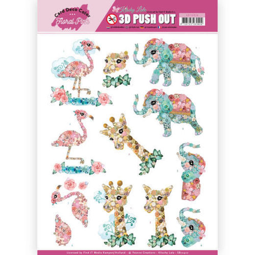 Yvonne Creations SB10410 - 3D Uitdrukvel - Yvonne Creations - Floral Pink (Kitschy Lala) - Kitschy Animals