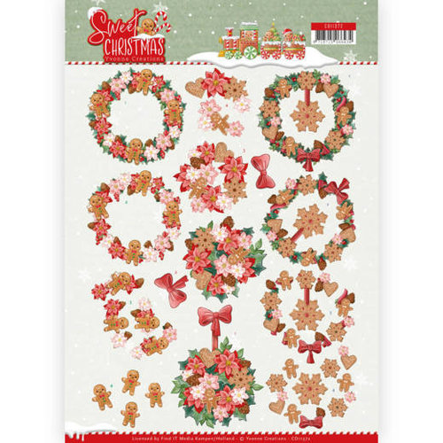 Yvonne Creations CD11372 - 10 stuks knipvellen - Yvonne Creations - Sweet Christmas - Sweet Wreaths