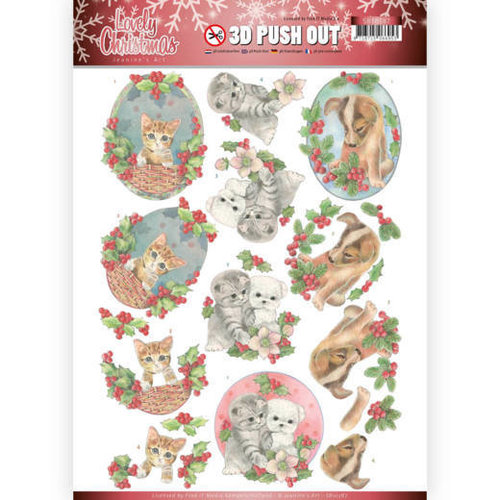 Jeanines Art SB10387 - 3D Uitdrukvel - Jeanines Art- Lovely Christmas - Lovely Christmas Pets