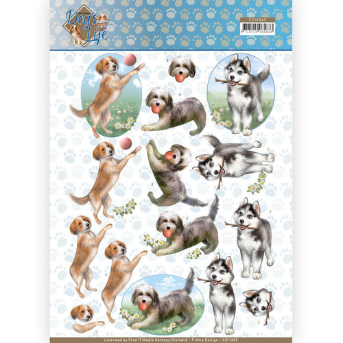 Amy Design CD11365 - 10 stuks knipvellen - Amy Design - Dogs Life - Playing Dogs