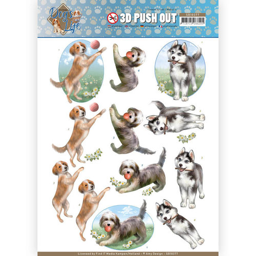 Amy Design SB10377 - 3D Uitdrukvel - Amy Design - Dog's Life - Playing Dogs