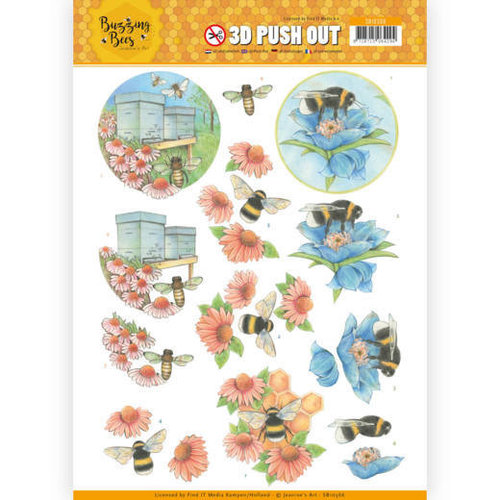 Jeanines Art SB10366 - 3D Uitdrukvel - Jeanines Art - Buzzing Bees - Working Bees