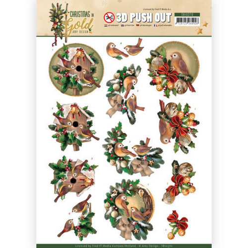 Amy Design SB10370 - 3D Uitdrukvel - Amy Design - Christmas in Gold - Birds in Gold