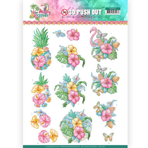 Yvonne Creations SB10362 - 3D Uitdrukvel - Yvonne Creations - Happy Tropics -Tropical Flowers