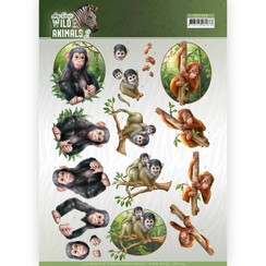 CD11299 - 10 stuks knipvellen - Amy Design - Wild Animals - Monkeys