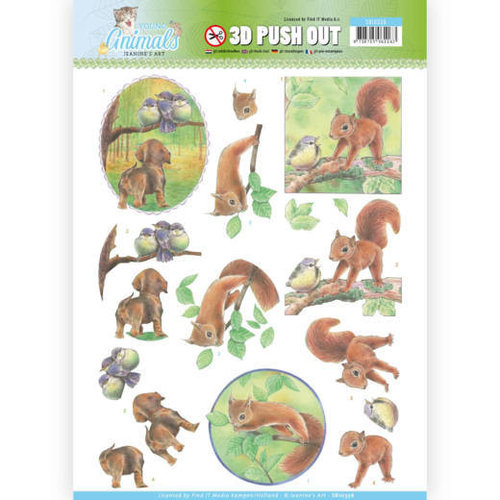 Jeanines Art SB10336 - 3D Uitdrukvel - Jeanines Art- Young Animals - In the Forest