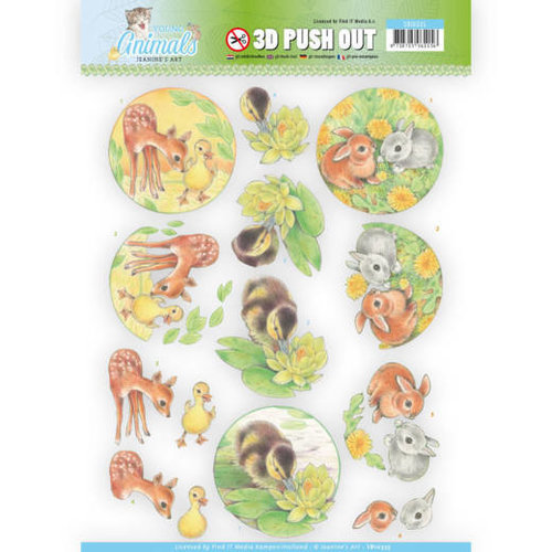 Jeanines Art SB10335 - 3D Uitdrukvel - Jeanines Art- Young Animals - Ducklings and Rabbits