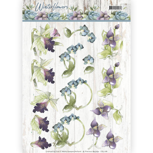 Precious Marieke CD11188 - 10 stuks knipvellen - Precious Marieke - Winter Flowers - Orchids