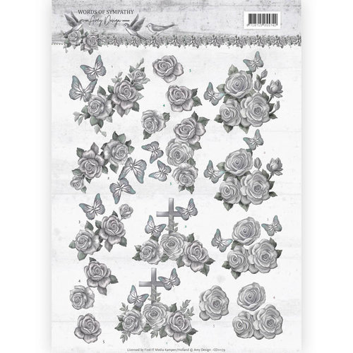 Amy Design CD11179 - 10 stuks knipvellen - Amy Design - Words of Sympathy - Sympathy Roses