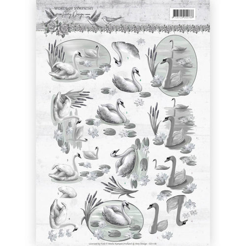 Amy Design CD11181 - 10 stuks knipvellen - Amy Design - Words of Sympathy - Sympathy Swans