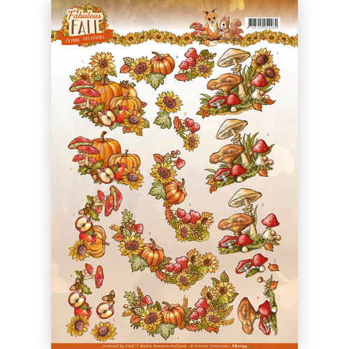 Yvonne Creations CD11154 - 10 stuks knipvellen - Yvonne Creations - Fabulous Fall - Fall Bouquets