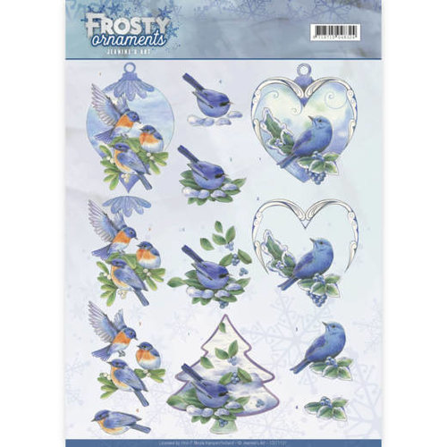 Jeanines Art CD11131 - 10 stuks knipvellen - Jeanines Art- Frosty Ornaments - Blue Birds