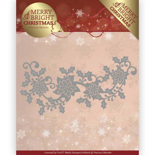 Precious Marieke PM10129 - Mal - Precious Marieke - Merry and Bright Christmas - Poinsettia Border