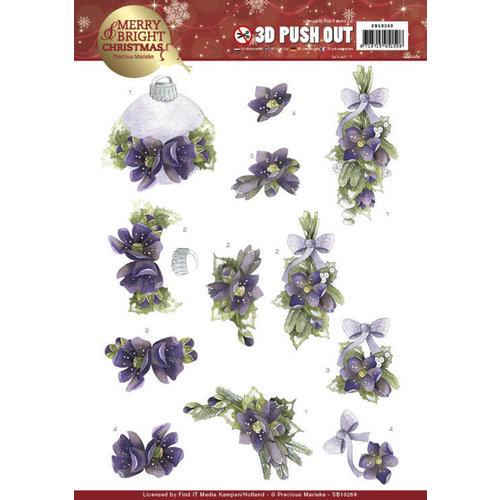 Precious Marieke SB10269 - Uitdrukvel - Precious Marieke - Merry and Bright Christmas - Bouquets in Purple