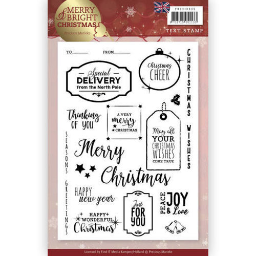 Precious Marieke PMCS10035 - Clear Stamp - Precious Marieke - Merry and Bright Christmas - ENG