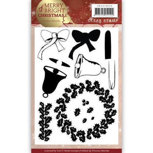 Precious Marieke PMCS10033 - Clear Stamp - Precious Marieke - Merry and Bright Christmas - Wreath