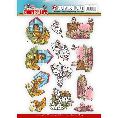 Yvonne Creations SB10247 - Uitdrukvel - Yvonne Creations Country Life Farm Animals