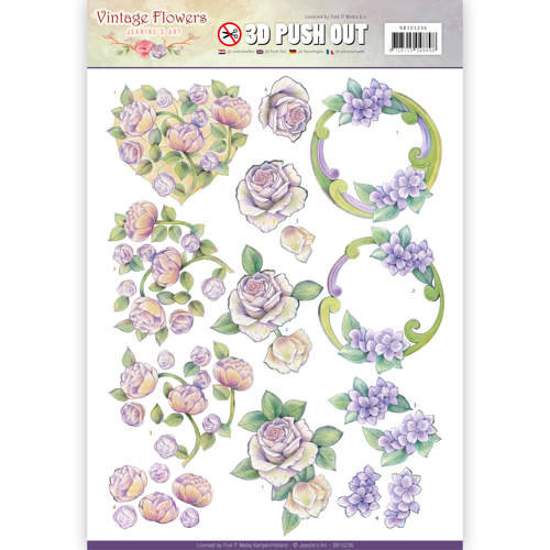 Jeanines Art SB10236 - Uitdrukvel - Jeanines Art- Vintage Flowers - Romantic Purple