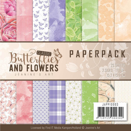 Jeanines Art JAPP10003 - Papierpak - Jeanines ArtClassic Butterflies and Flowers