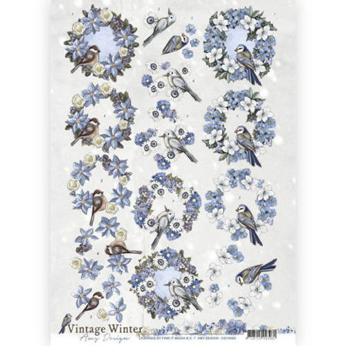 Amy Design CD10982 - 10 stuks knipvellen - Amy Design - Vintage winter - Wreaths