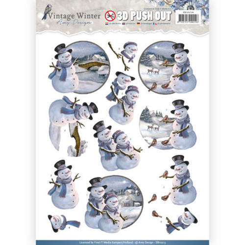 Amy Design SB10214 - Uitdrukvel - Amy Design - Vintage Winter - Snowman