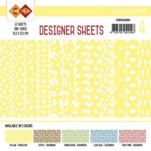 Amy Design CDDSGL004 - Card Deco - Designer Sheets -Sweet  Pet-geel
